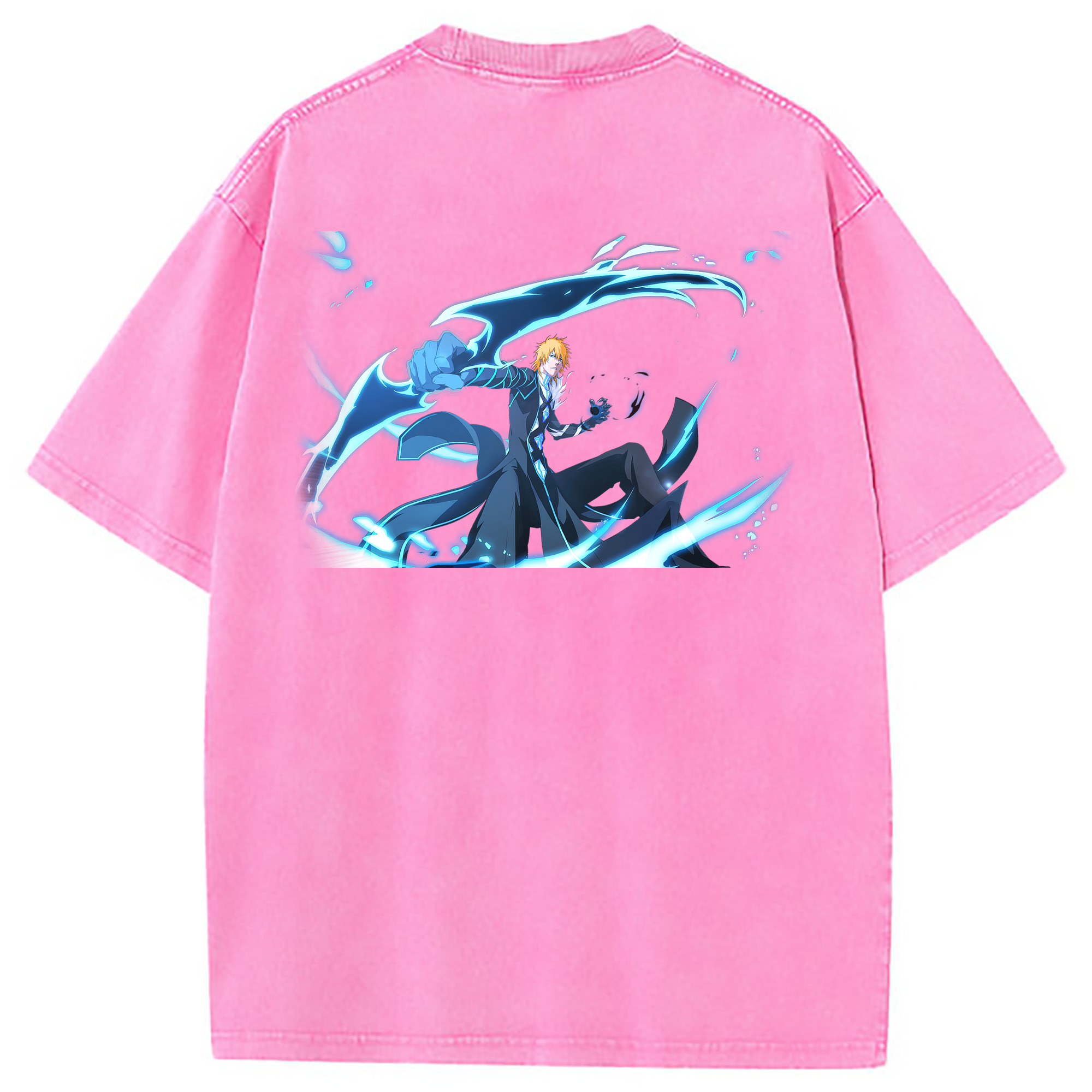（画像用） ブリーチ 黒崎一護（くろさき いちご）BLEACH Kurosaki Ichigo 綿100% ヴィンテージ風 半袖Tシャツ（背面プリント）